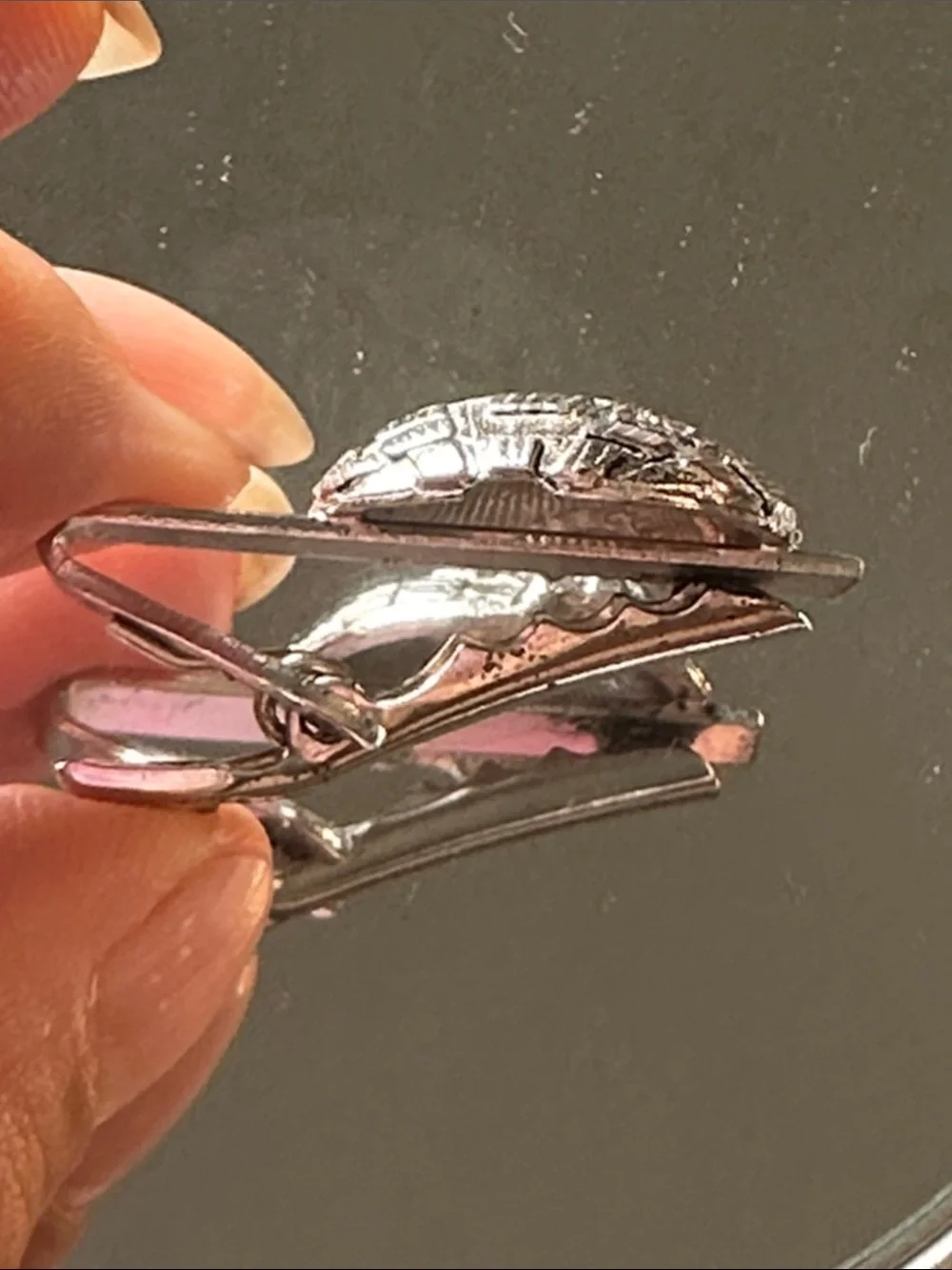 Vtg  60s Rugin  brand Telstar communication satellite silver tone tie bar clip